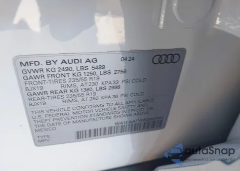 2024 Audi Q5 Premium Plus 45 Tfsi S Line Quattro from USA, damaged, VIN WA1EAAFY0R2097041